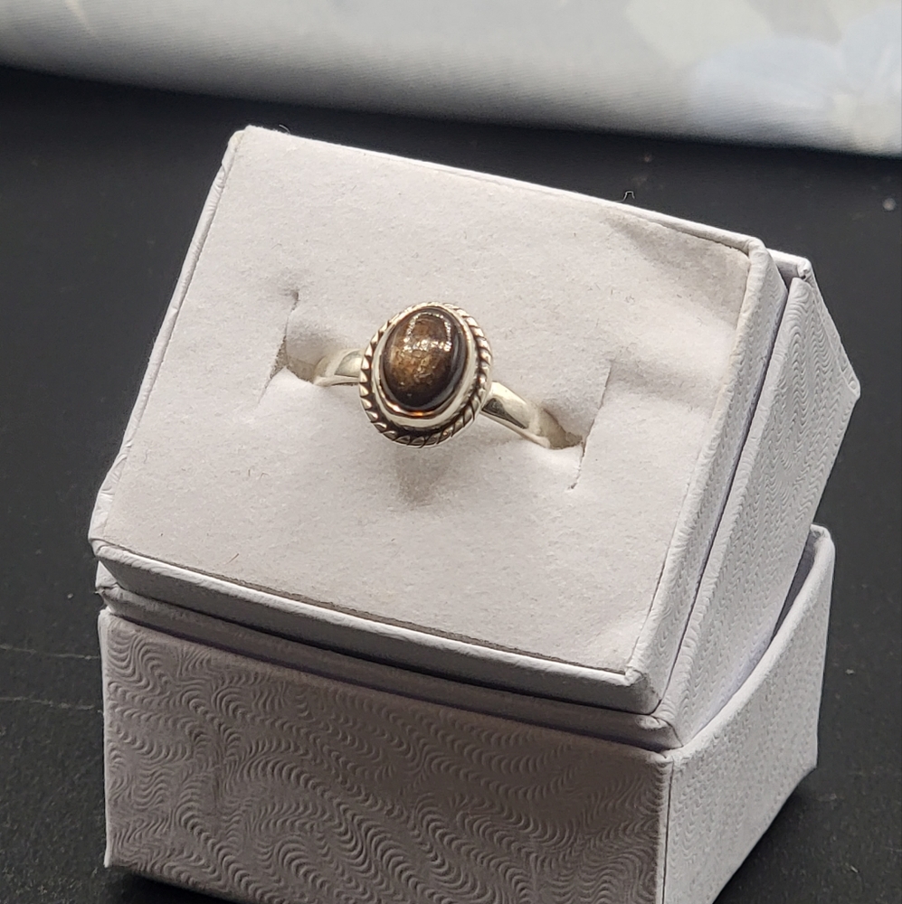 Golden Sheen Sapphire Sterling Ring Size 7